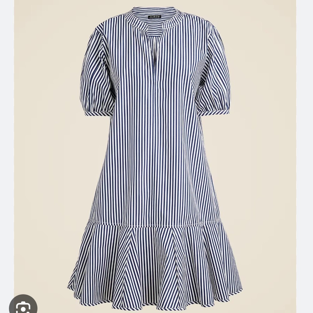 J. Crew Petite Delilah dress in striped cotton poplin Dark Evening XXSP